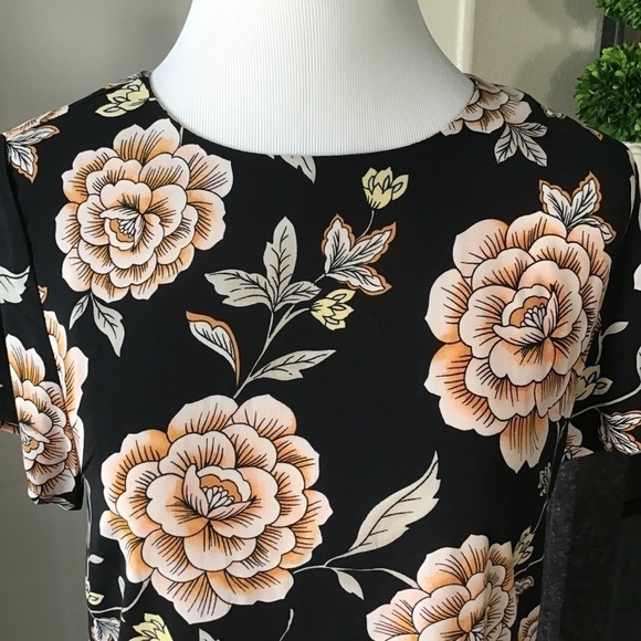 Floral Dress Women’s SMALL Black & Beige Lotus Print Career Forever 21 Tags NEW - Picture 2 of 15